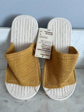 Muji Cotton Room Sandals/Slippers, Mustard, Large, NWT